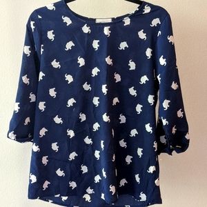 Navy Tunic Style Elephant Blouse, small